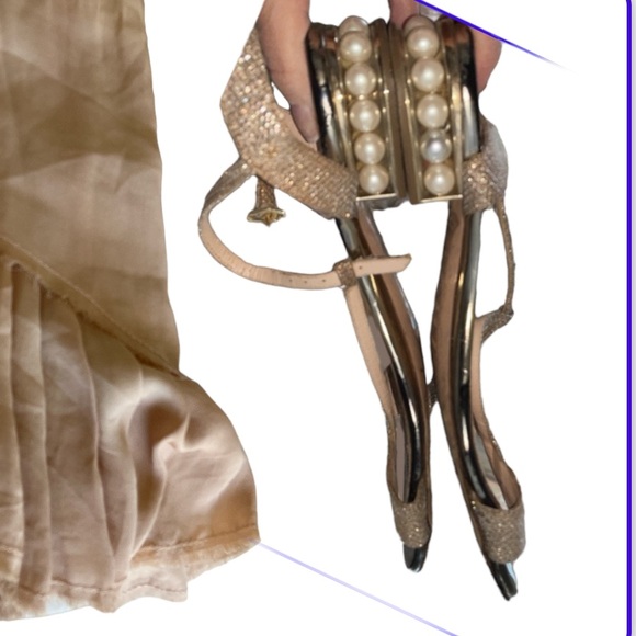 Nicholas Kirkwood glitter flats pearl heel sandals ballet shoes slide in t strap - Picture 8 of 8